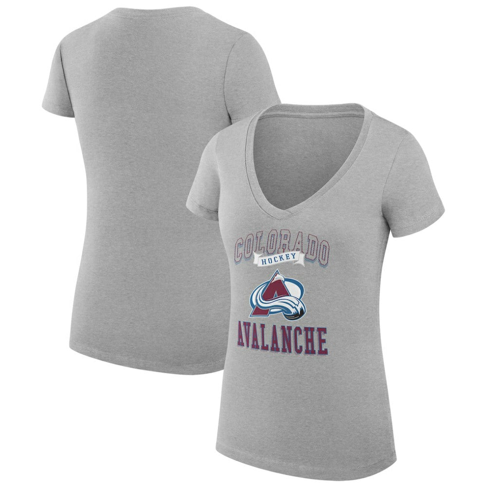 Colorado Avalanche G-III 4Her by Carl Banks Women's Super-Slim Fit Lightweight Team Logo Graphic V-Neck T-Shirt - Heather Gray | NHL on sale