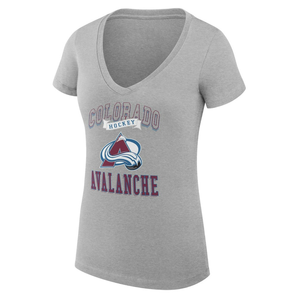 Colorado Avalanche G-III 4Her by Carl Banks Women's Super-Slim Fit Lightweight Team Logo Graphic V-Neck T-Shirt - Heather Gray | NHL on sale