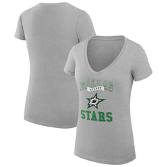 Dallas Stars G-III 4Her by Carl Banks Women's Super-Slim Fit Lightweight Team Logo Graphic V-Neck T-Shirt - Heather Gray | NHL Clearance