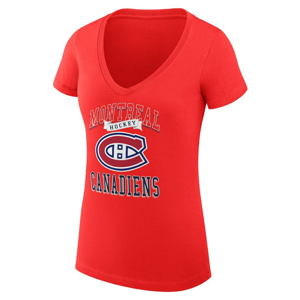 Montreal Canadiens G-III 4Her by Carl Banks Women's Super-Slim Fit Lightweight Team Logo Graphic V-Neck T-Shirt - Red | NHL Lifestyle