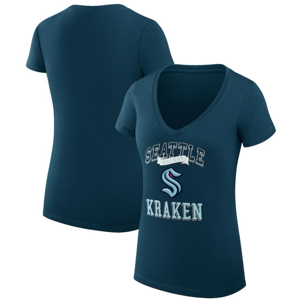 Seattle Kraken G-III 4Her by Carl Banks Women's Super-Slim Fit Lightweight Team Logo Graphic V-Neck T-Shirt - Navy | NHL discount