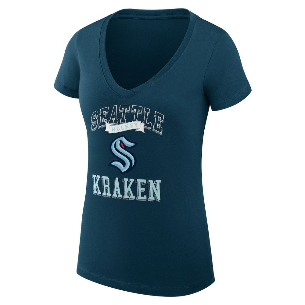 Seattle Kraken G-III 4Her by Carl Banks Women's Super-Slim Fit Lightweight Team Logo Graphic V-Neck T-Shirt - Navy | NHL discount