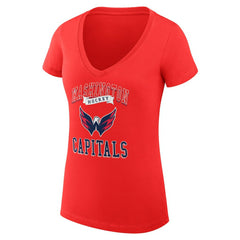 Washington Capitals G-III 4Her by Carl Banks Women's Super-Slim Fit Lightweight Team Logo Graphic V-Neck T-Shirt - Red | NHL on sale