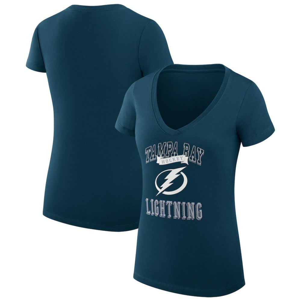 Tampa Bay Lightning G-III 4Her by Carl Banks Women's Super-Slim Fit Lightweight Team Logo Graphic V-Neck T-Shirt - Navy | NHL sale