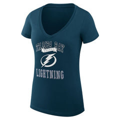 Tampa Bay Lightning G-III 4Her by Carl Banks Women's Super-Slim Fit Lightweight Team Logo Graphic V-Neck T-Shirt - Navy | NHL sale