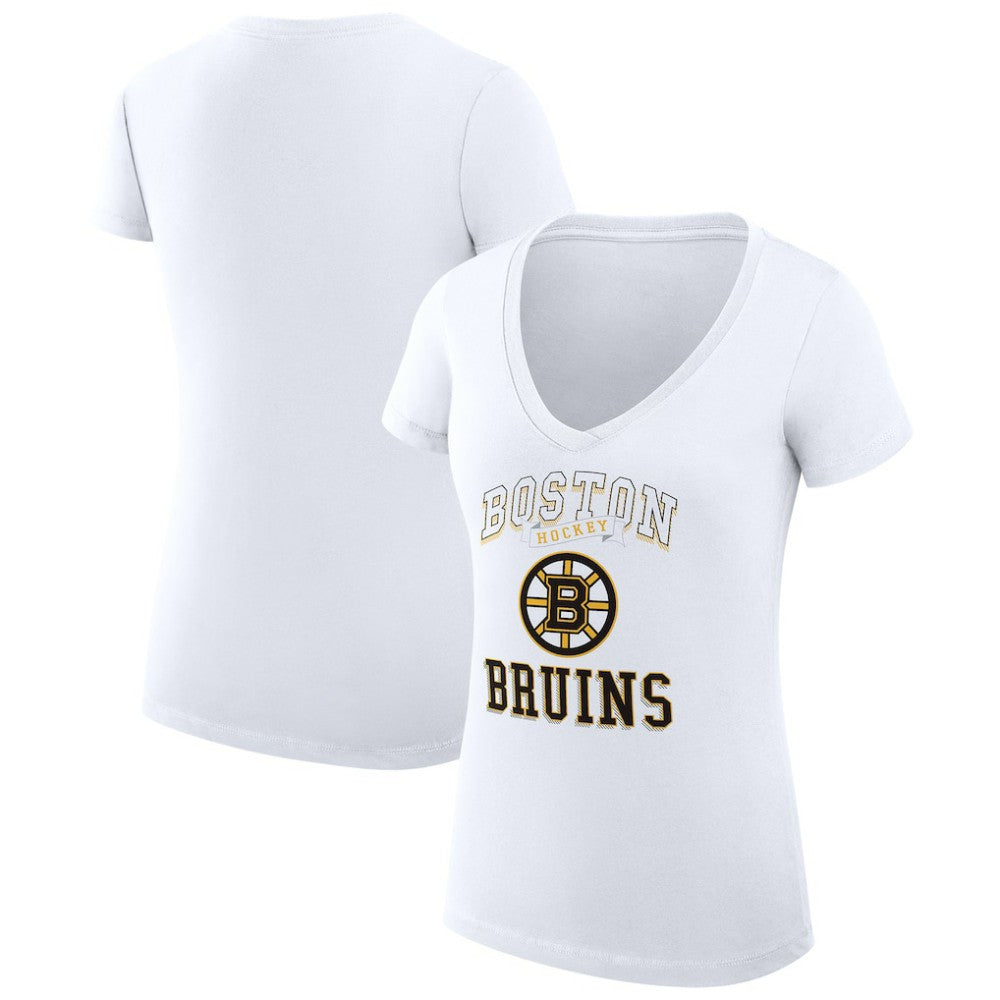Boston Bruins G-III 4Her by Carl Banks Women's Super-Slim Fit Lightweight Team Logo Graphic V-Neck T-Shirt - White | NHL sale