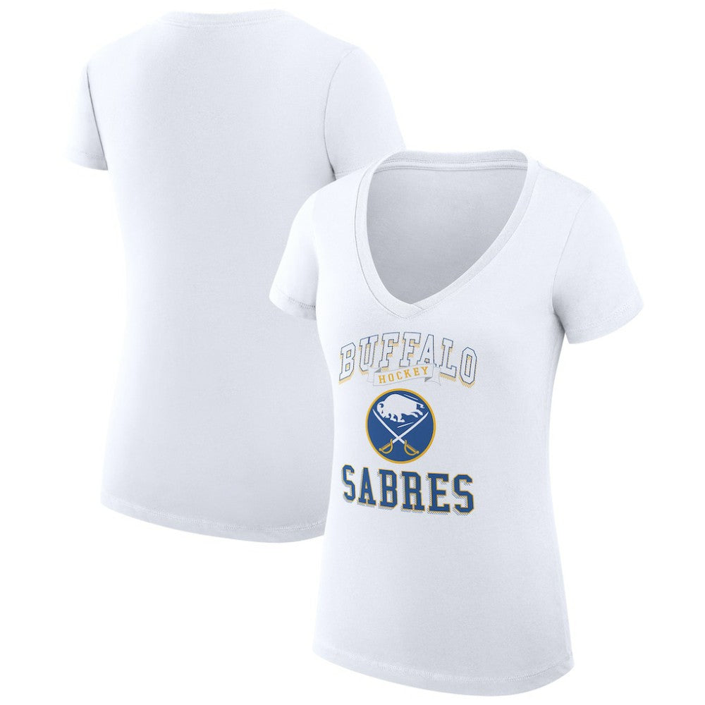 Buffalo Sabres G-III 4Her by Carl Banks Women's Super-Slim Fit Lightweight Team Logo Graphic V-Neck T-Shirt - White | NHL on sale