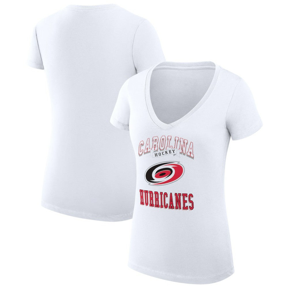 Carolina Hurricanes G-III 4Her by Carl Banks Women's Super-Slim Fit Lightweight Team Logo Graphic V-Neck T-Shirt - White | NHL Lifestyle