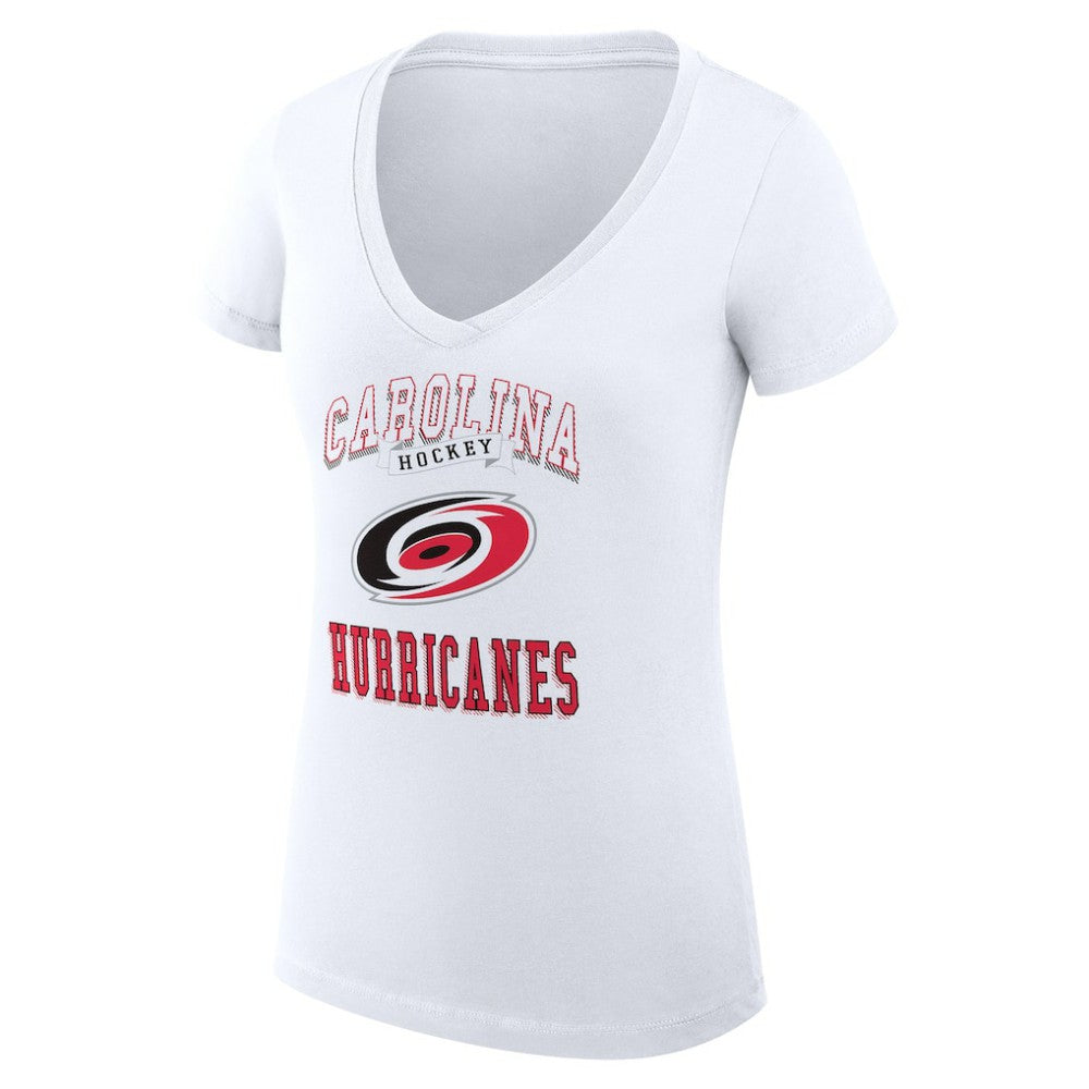 Carolina Hurricanes G-III 4Her by Carl Banks Women's Super-Slim Fit Lightweight Team Logo Graphic V-Neck T-Shirt - White | NHL Lifestyle
