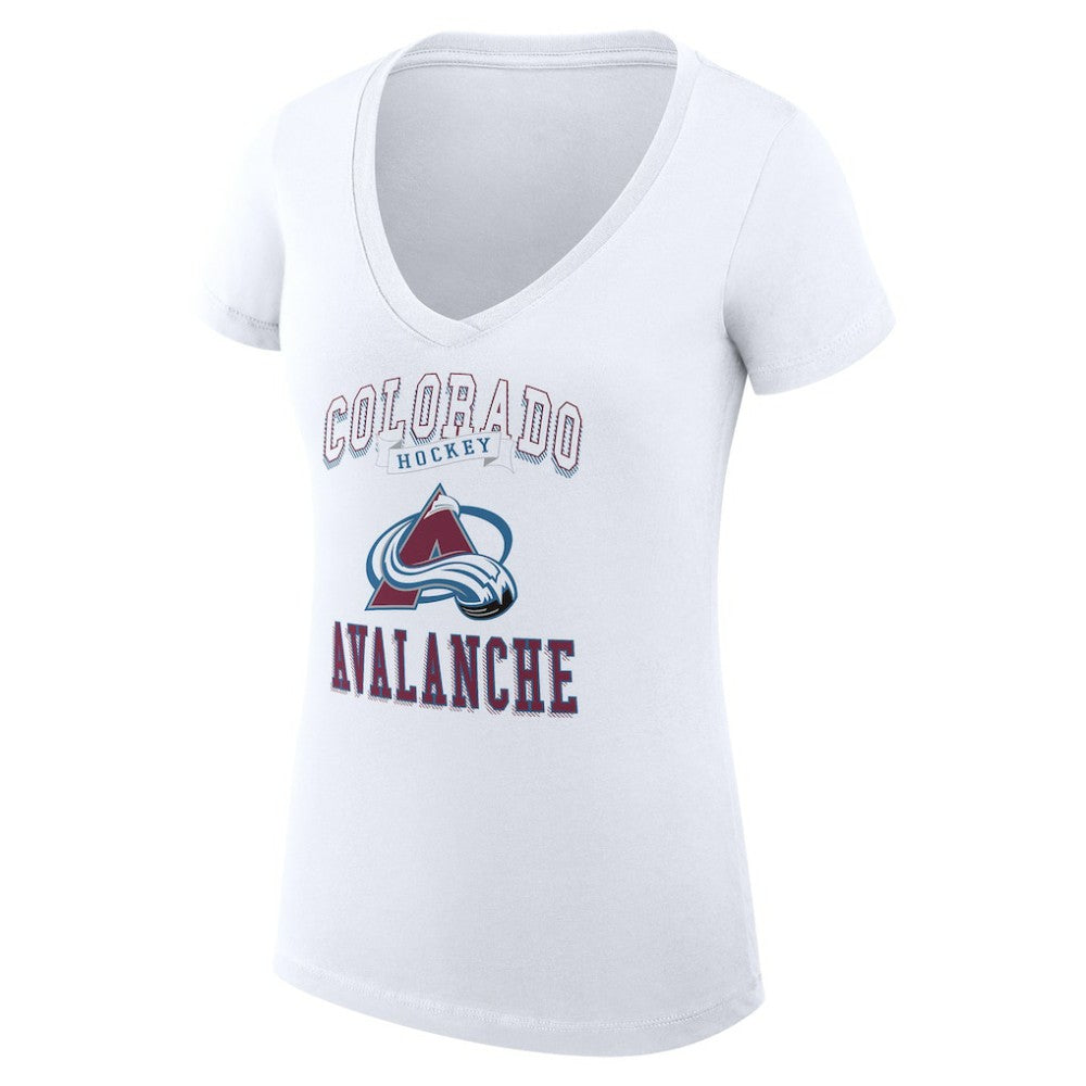 Colorado Avalanche G-III 4Her by Carl Banks Women's Super-Slim Fit Lightweight Team Logo Graphic V-Neck T-Shirt - White | NHL online