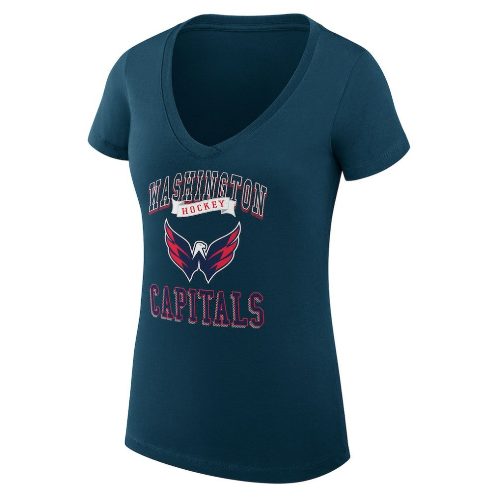 Washington Capitals G-III 4Her by Carl Banks Women's Super-Slim Fit Lightweight Team Logo Graphic V-Neck T-Shirt - Navy | NHL online