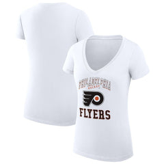 Philadelphia Flyers G-III 4Her by Carl Banks Women's Super-Slim Fit Lightweight Team Logo Graphic V-Neck T-Shirt - White | NHL online