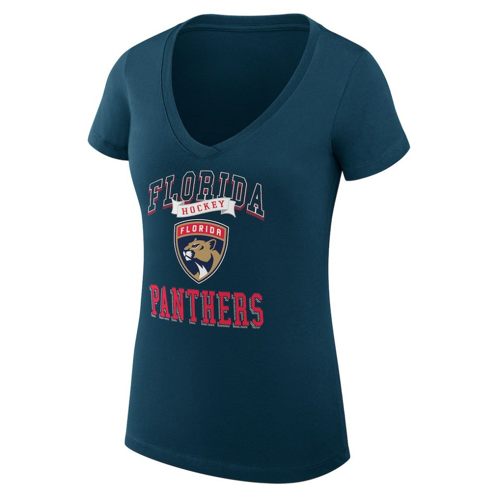 Florida Panthers G-III 4Her by Carl Banks Women's Super-Slim Fit Lightweight Team Logo Graphic V-Neck T-Shirt - Navy | NHL online