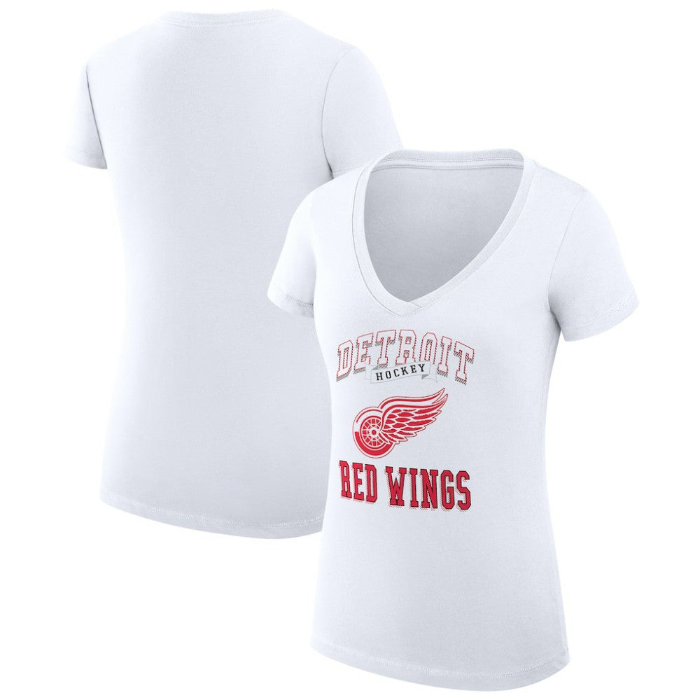 Detroit Red Wings G-III 4Her by Carl Banks Women's Super-Slim Fit Lightweight Team Logo Graphic V-Neck T-Shirt - White | NHL discount