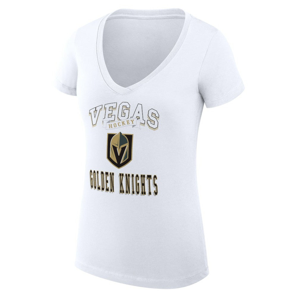 Vegas Golden Knights G-III 4Her by Carl Banks Women's Super-Slim Fit Lightweight Team Logo Graphic V-Neck T-Shirt - White | NHL online