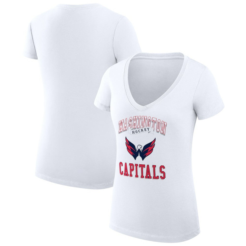Washington Capitals G-III 4Her by Carl Banks Women's Super-Slim Fit Lightweight Team Logo Graphic V-Neck T-Shirt - White | NHL near me