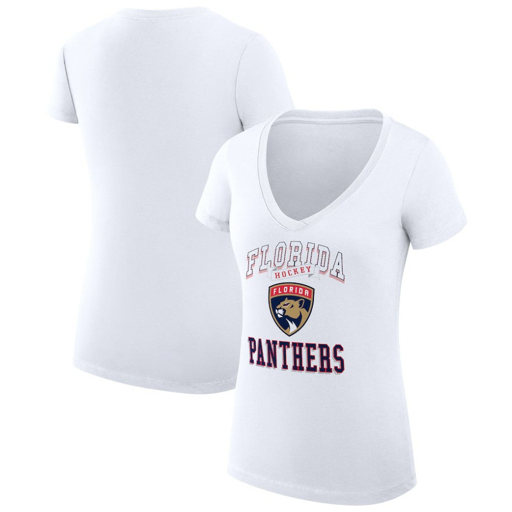 Florida Panthers G-III 4Her by Carl Banks Women's Super-Slim Fit Lightweight Team Logo Graphic V-Neck T-Shirt - White | NHL Clearance