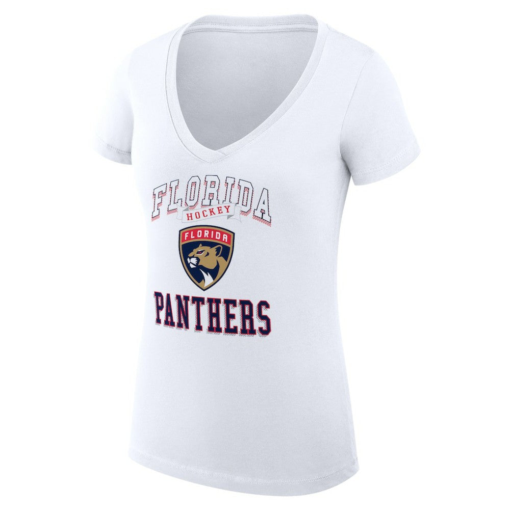 Florida Panthers G-III 4Her by Carl Banks Women's Super-Slim Fit Lightweight Team Logo Graphic V-Neck T-Shirt - White | NHL Clearance