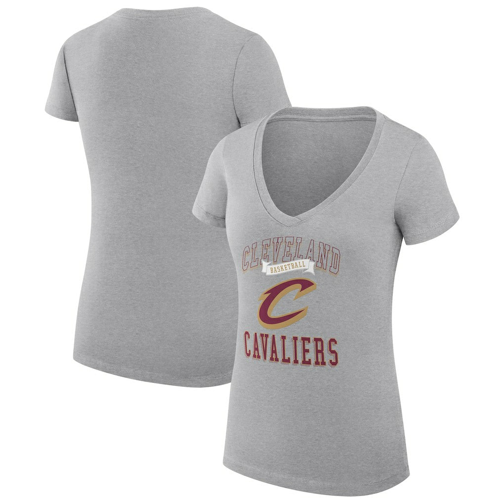 Cleveland Cavaliers G-III 4Her by Carl Banks Women's Super-Slim Fit Lightweight Team Logo V-Neck T-Shirt Heather Gray