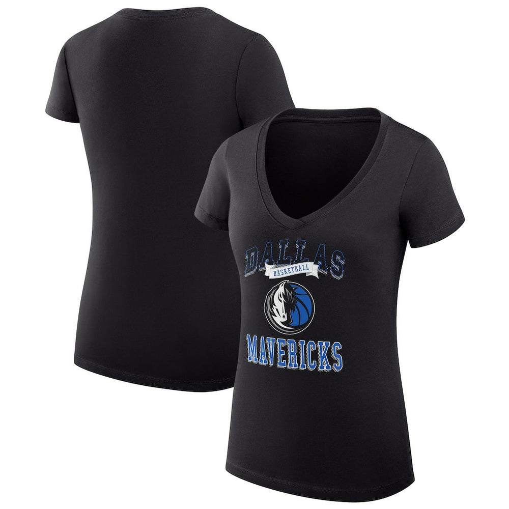 Dallas Mavericks G-III 4Her by Carl Banks Women's Super-Slim Fit Lightweight Team Logo V-Neck T-Shirt Black