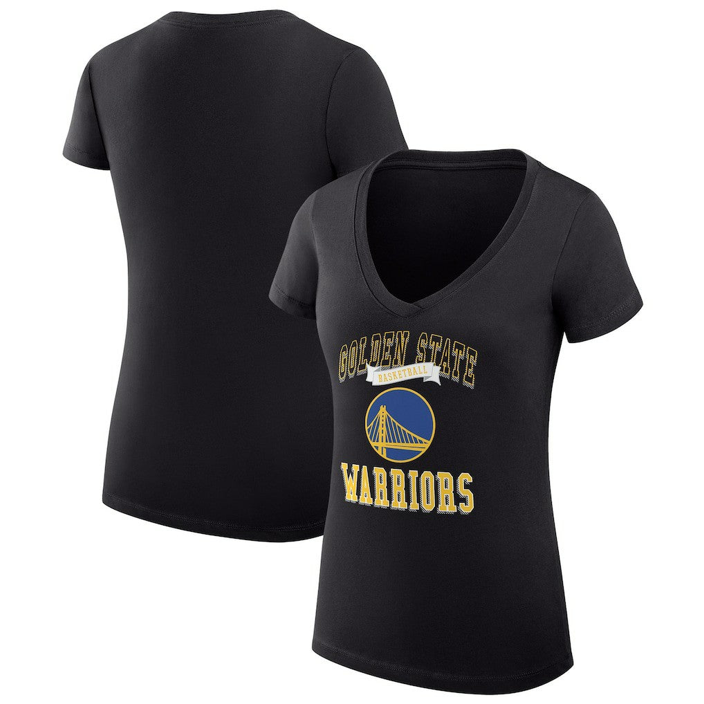 Golden State Warriors G-III 4Her by Carl Banks Women's Super-Slim Fit Lightweight Team Logo V-Neck T-Shirt Black