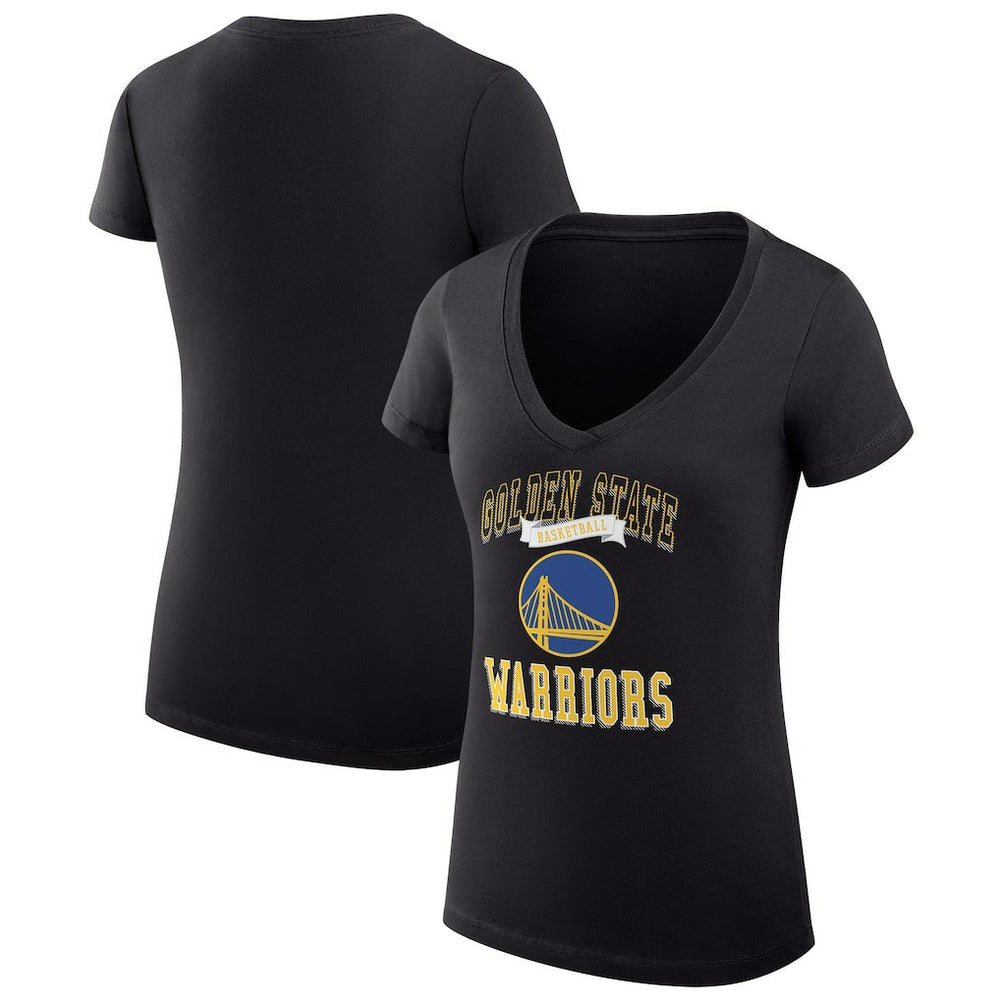 Golden State Warriors G-III 4Her by Carl Banks Women's Super-Slim Fit Lightweight Team Logo V-Neck T-Shirt Black