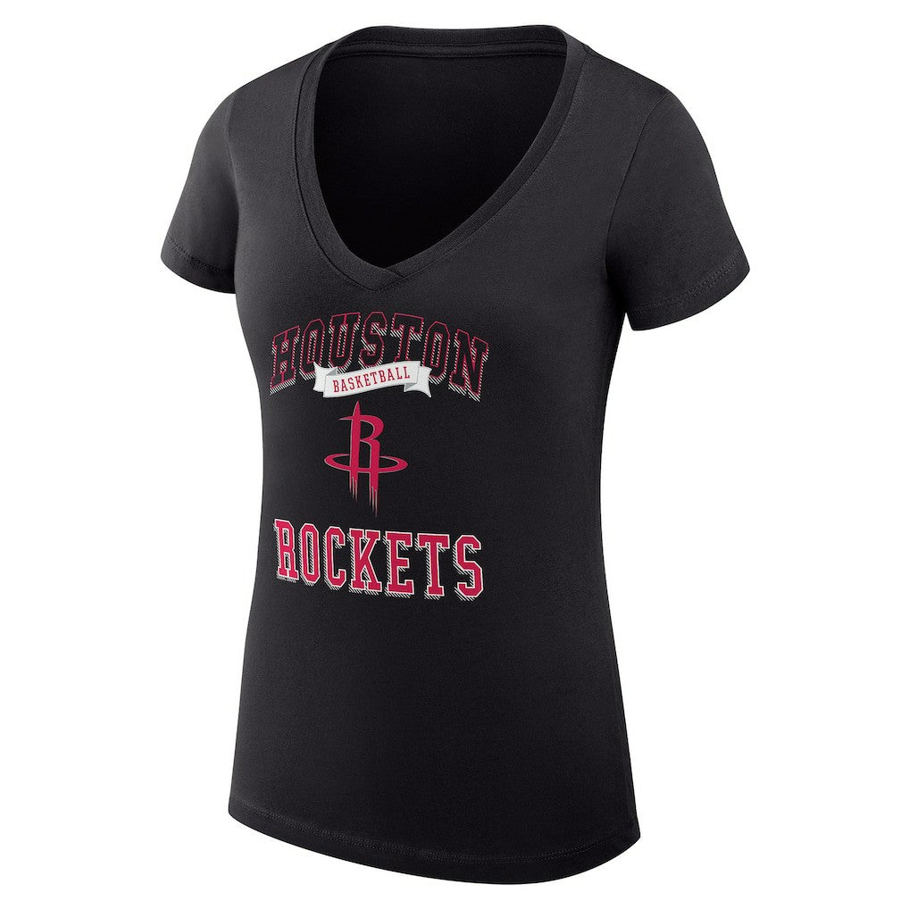 Houston Rockets G-III 4Her by Carl Banks Women's Super-Slim Fit Lightweight Team Logo V-Neck T-Shirt Black