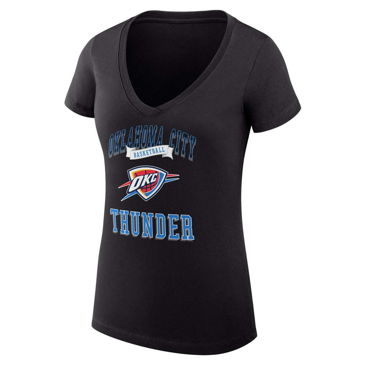 Oklahoma City Thunder G-III 4Her by Carl Banks Women's Super-Slim Fit Lightweight Team Logo V-Neck T-Shirt Black