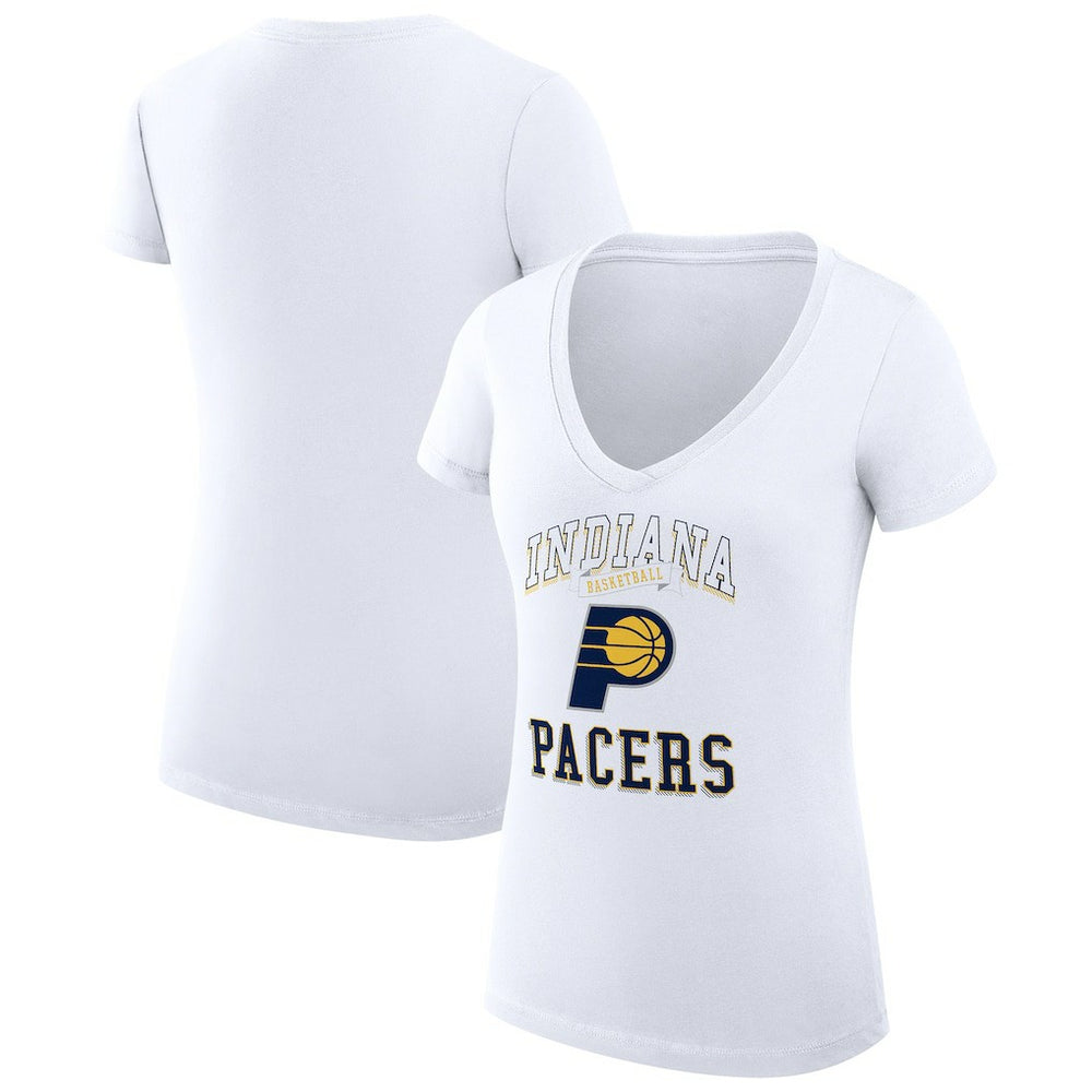 Indiana Pacers G-III 4Her by Carl Banks Women's Super-Slim Fit Lightweight Team Logo V-Neck T-Shirt White
