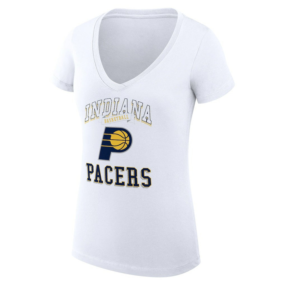 Indiana Pacers G-III 4Her by Carl Banks Women's Super-Slim Fit Lightweight Team Logo V-Neck T-Shirt White