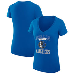 Dallas Mavericks G-III 4Her by Carl Banks Women's Super-Slim Fit Lightweight Team Logo V-Neck T-Shirt Blue