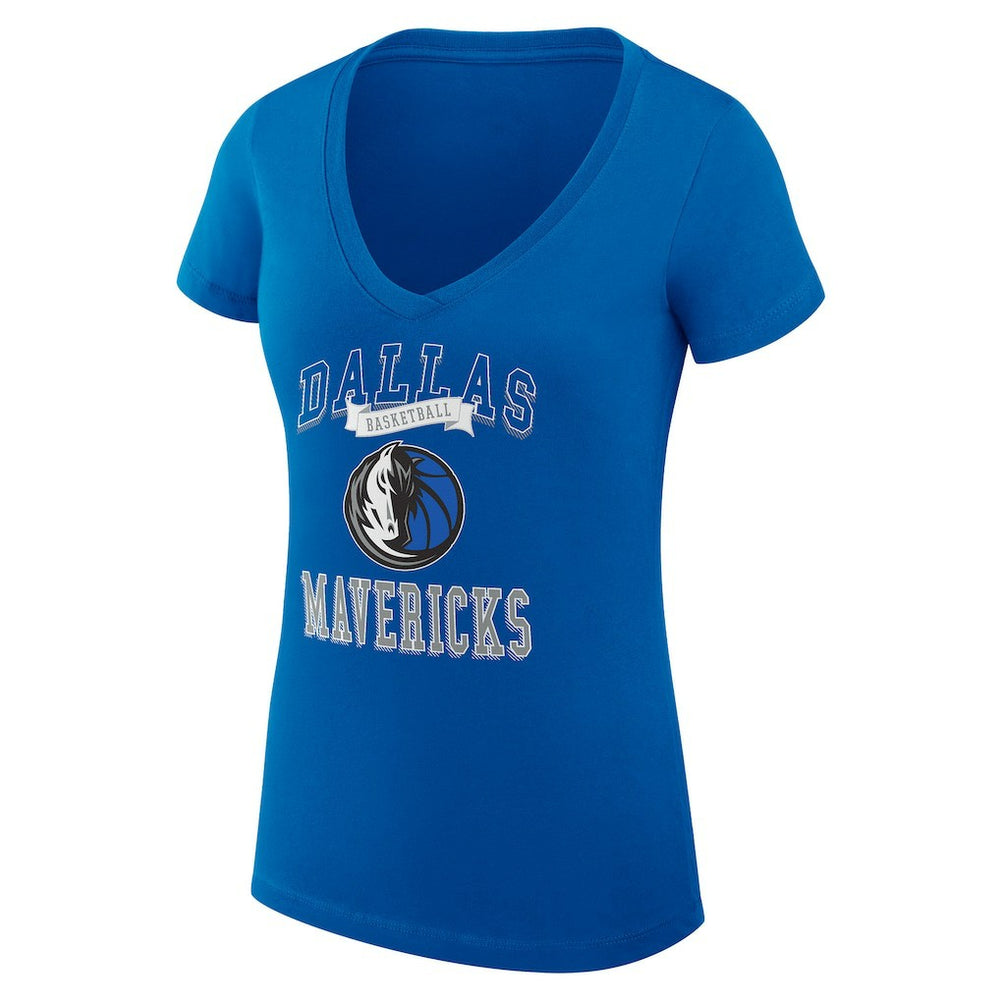 Dallas Mavericks G-III 4Her by Carl Banks Women's Super-Slim Fit Lightweight Team Logo V-Neck T-Shirt Blue