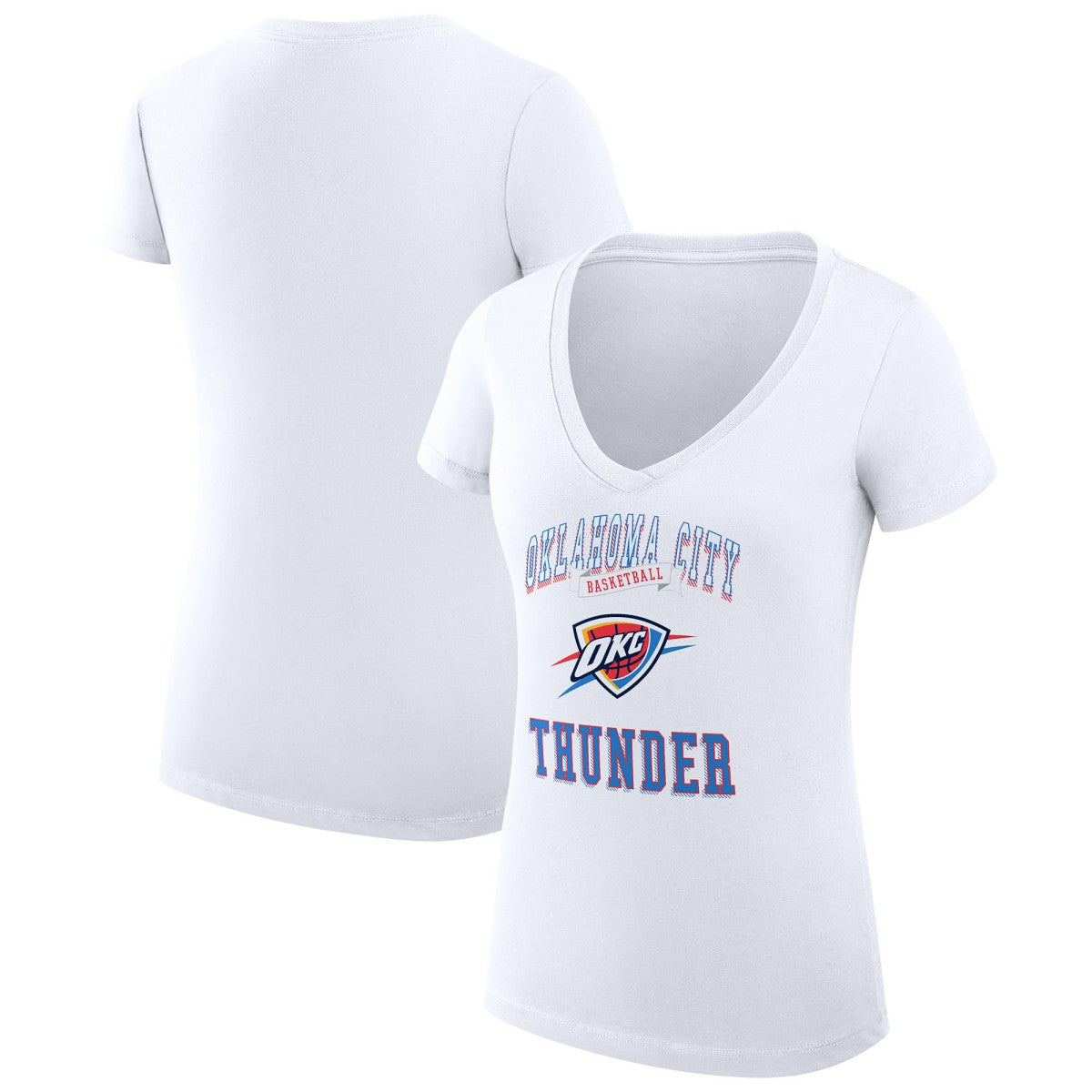Oklahoma City Thunder G-III 4Her by Carl Banks Women's Super-Slim Fit Lightweight Team Logo V-Neck T-Shirt White