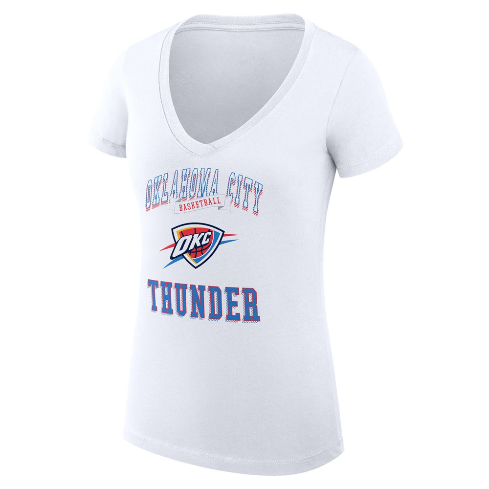 Oklahoma City Thunder G-III 4Her by Carl Banks Women's Super-Slim Fit Lightweight Team Logo V-Neck T-Shirt White