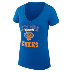 New York Knicks G-III 4Her by Carl Banks Women's Super-Slim Fit Lightweight Team Logo V-Neck T-Shirt Blue