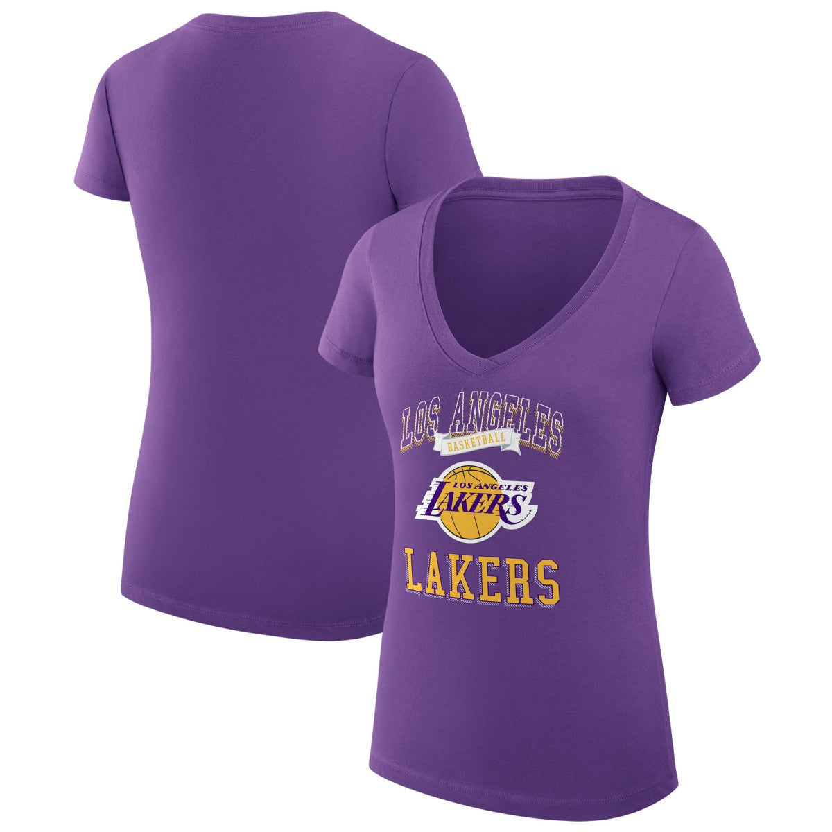 Los Angeles Lakers G-III 4Her by Carl Banks Women's Super-Slim Fit Lightweight Team Logo V-Neck T-Shirt Purple