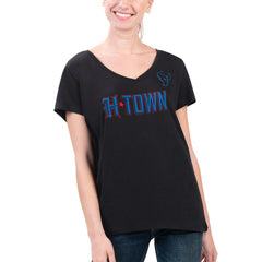 Houston Texans G-III 4Her by Carl Banks Women's Super-Slim Fit Lightweight H-Town V-Neck T-Shirt - Black - NFL