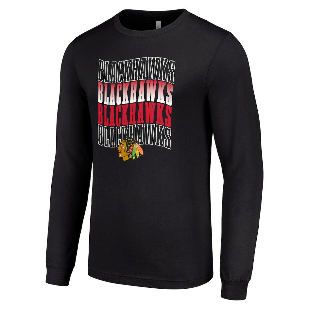 Chicago Blackhawks Starter Four Team Name Logo Long Sleeve Graphic T-Shirt - Black | NHL near me