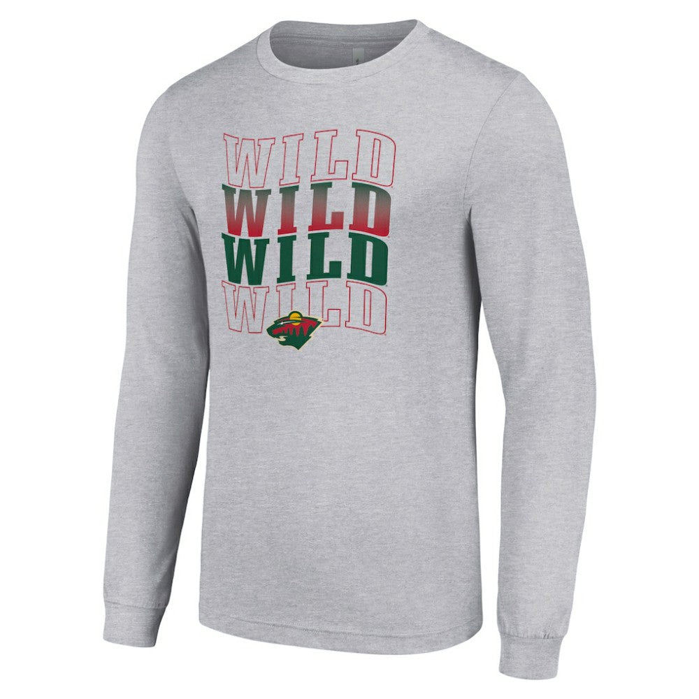 Minnesota Wild Starter Four Team Name Logo Long Sleeve Graphic T-Shirt - Heather Gray | NHL on sale