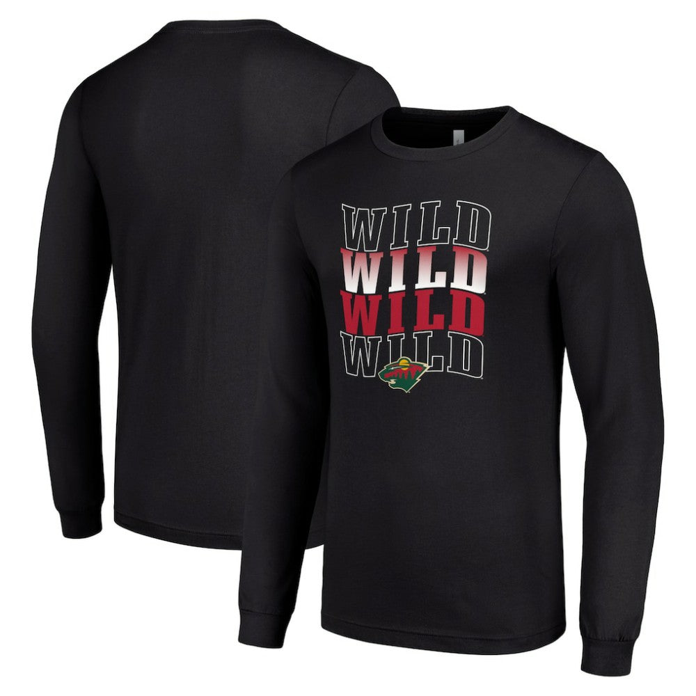 Minnesota Wild Starter Four Team Name Logo Long Sleeve Graphic T-Shirt - Black | NHL on sale
