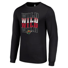 Minnesota Wild Starter Four Team Name Logo Long Sleeve Graphic T-Shirt - Black | NHL on sale