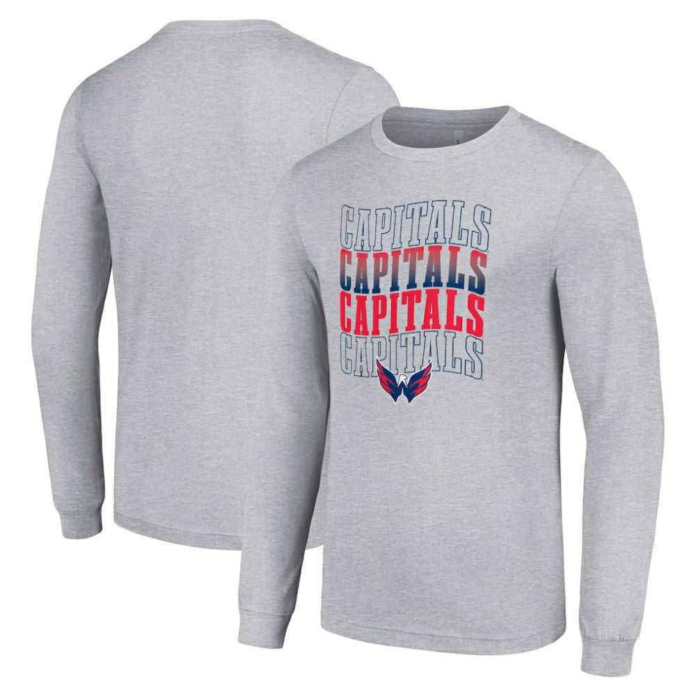Washington Capitals Starter Four Team Name Logo Long Sleeve Graphic T-Shirt - Heather Gray | NHL online