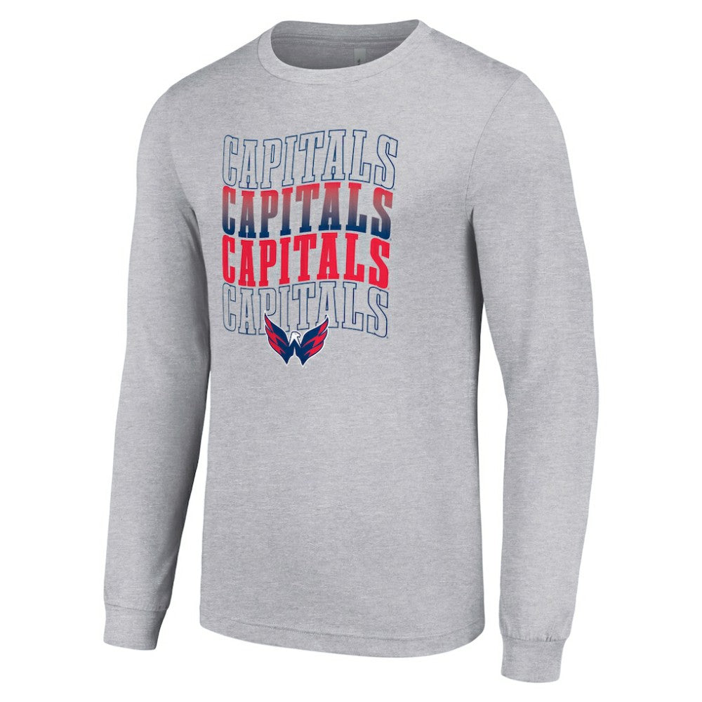 Washington Capitals Starter Four Team Name Logo Long Sleeve Graphic T-Shirt - Heather Gray | NHL online