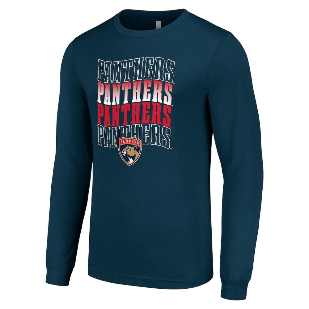 Florida Panthers Starter Four Team Name Logo Long Sleeve Graphic T-Shirt - Navy | NHL near me