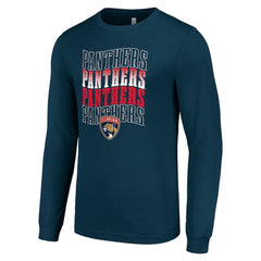 Florida Panthers Starter Four Team Name Logo Long Sleeve Graphic T-Shirt - Navy | NHL near me