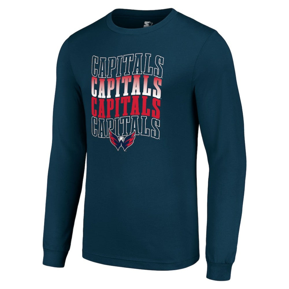 Washington Capitals Starter Four Team Name Logo Long Sleeve Graphic T-Shirt - Navy | NHL Lifestyle