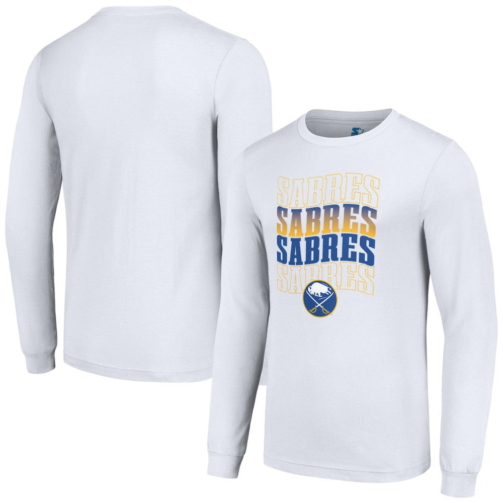 Buffalo Sabres Starter Four Team Name Logo Long Sleeve Graphic T-Shirt - White | NHL on sale