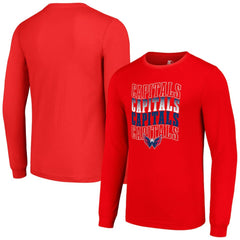Washington Capitals Starter Four Team Name Logo Long Sleeve Graphic T-Shirt - Red | NHL Clearance