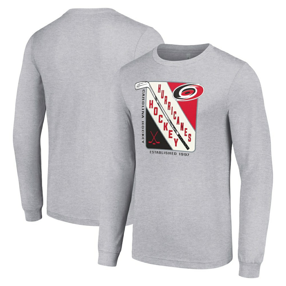 Carolina Hurricanes Starter Shield Long Sleeve Graphic T-Shirt - Heather Gray | NHL on sale