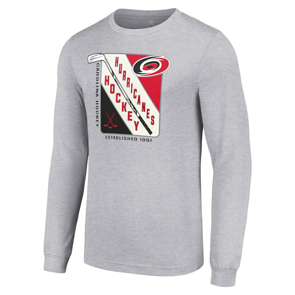 Carolina Hurricanes Starter Shield Long Sleeve Graphic T-Shirt - Heather Gray | NHL on sale